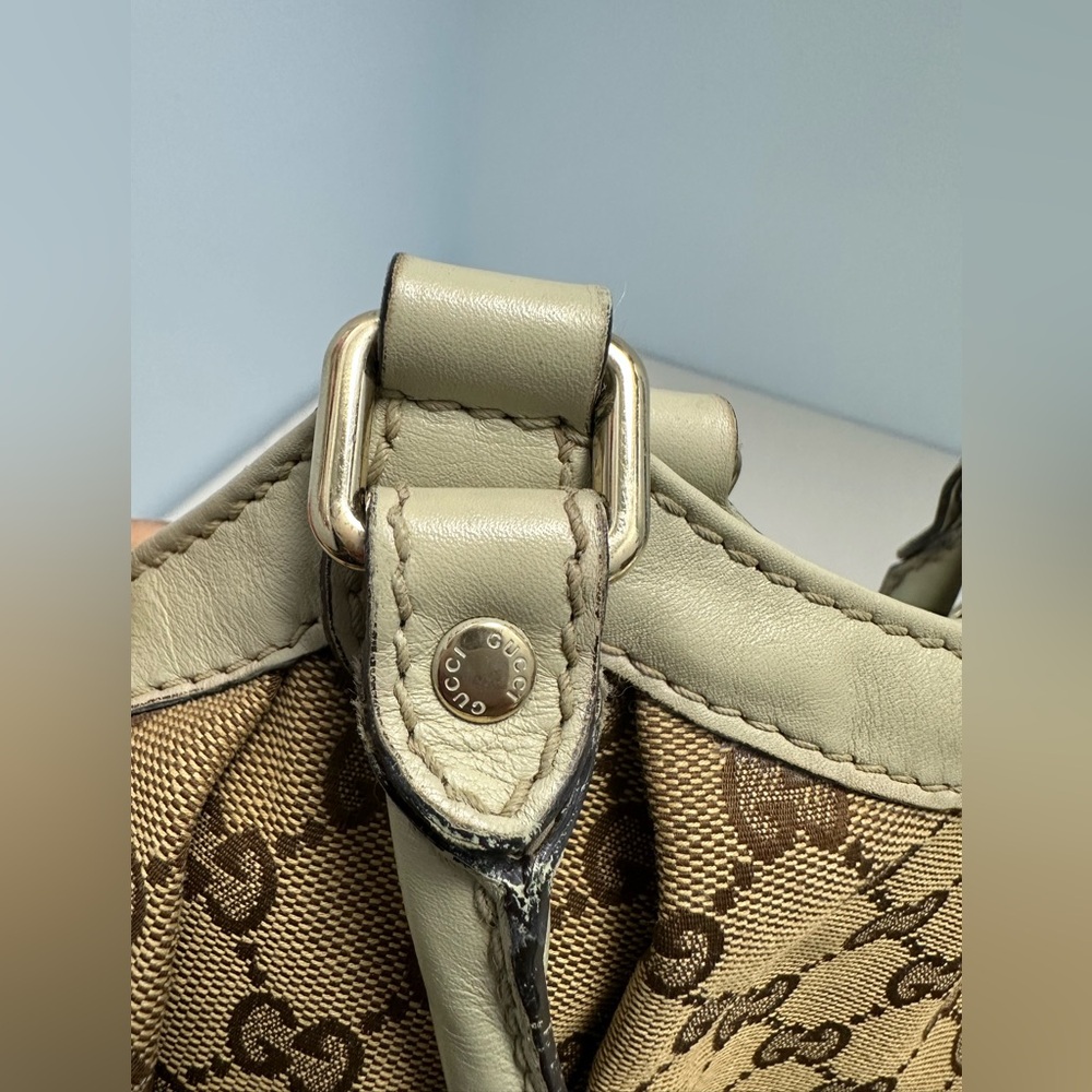 Gucci Handbag Sukey Large Canvas Tote Bag Leather Trim Beige - Picture 13 of 16